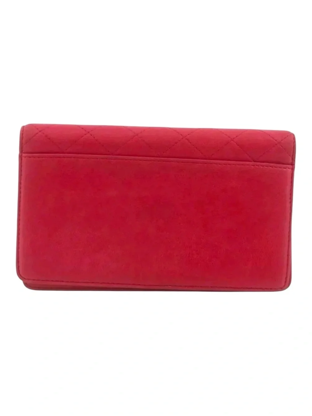 Chanel Cambon Bow Long Flap Wallet Red Suede Leather Silver Hardware